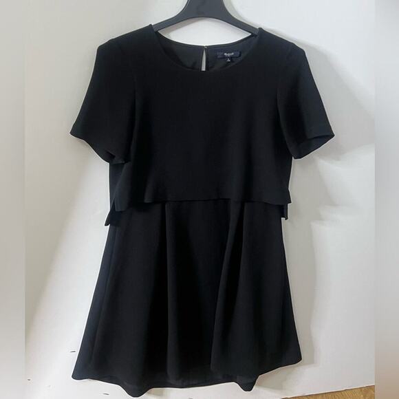 MADEWELL BLACK CREPE FOLIO SHORT SLEEVE MINI HIGH LOW DRESS SIZE 6‎ - Picture 2 of 8